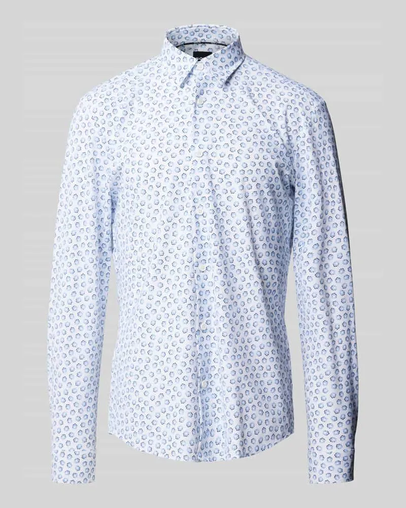 HUGO BOSS Regular Fit Freizeithemd mit Kentkragen Modell 'ROAN Hellblau