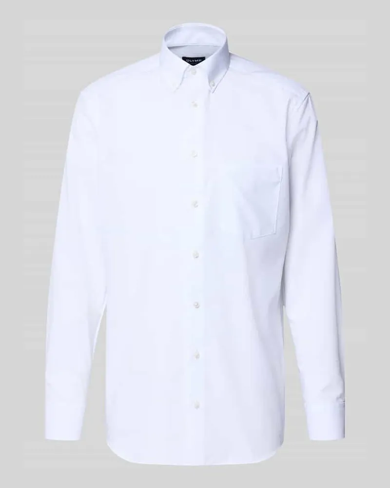 Olymp Modern Fit Business-Hemd mit Button-Down-Kragen Weiss