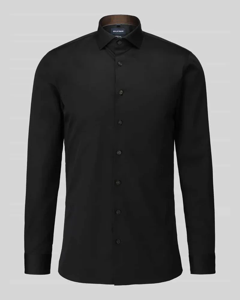 Olymp Super Slim Fit Businesshemd aus Baumwoll-Mix Black