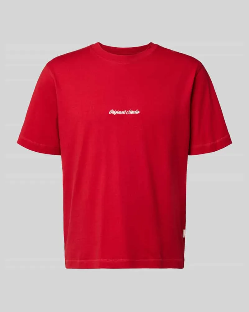 Jack & Jones T-Shirt mit Label-Stitching Modell 'NORREBRO Rot