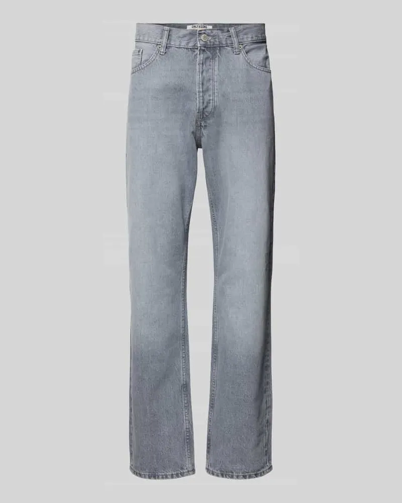 Only & Sons Straight Fit Jeans aus reiner Baumwolle Modell 'EDGE Hellgrau