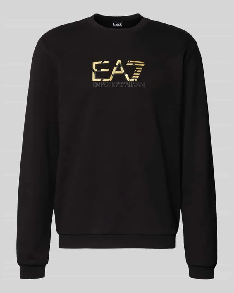 EA7 Sweatshirt mit Logo und Rundhalsausschnitt Black