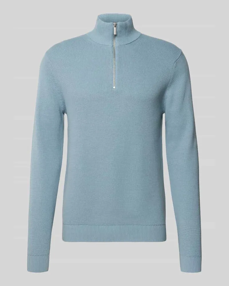 Selected Homme Regular Fit Troyer aus reiner Bio-Baumwolle Modell 'DANE Hellblau