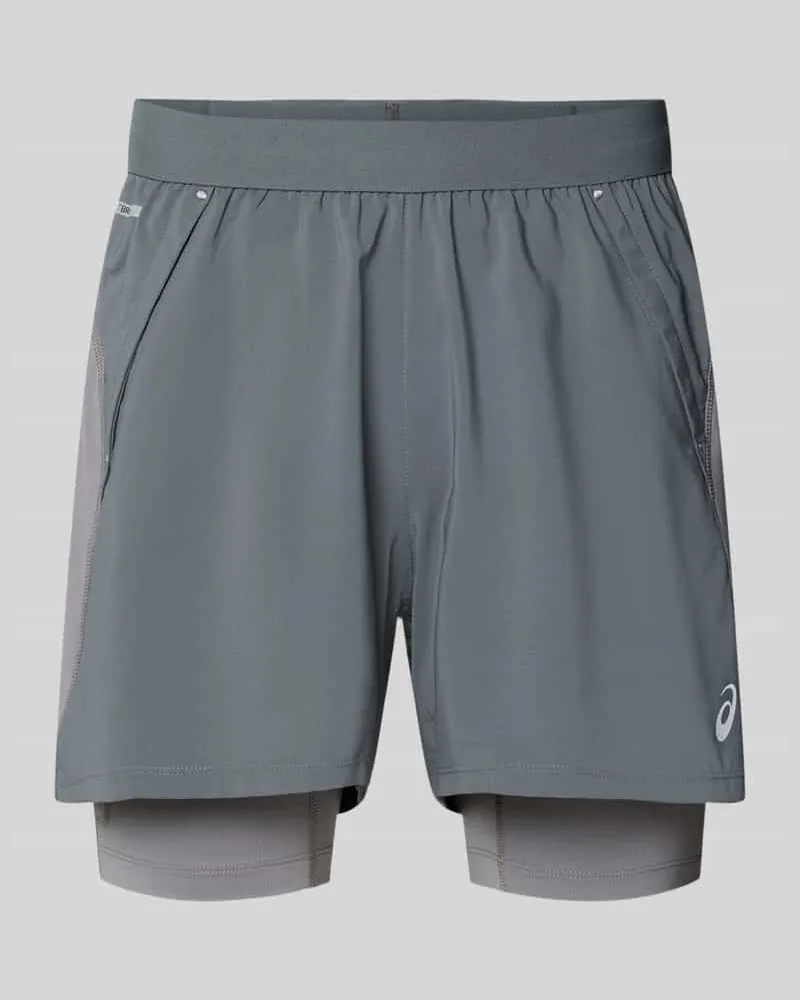 Asics Regular Fit Shorts mit integrierten Tights Modell 'Road Mittelgrau