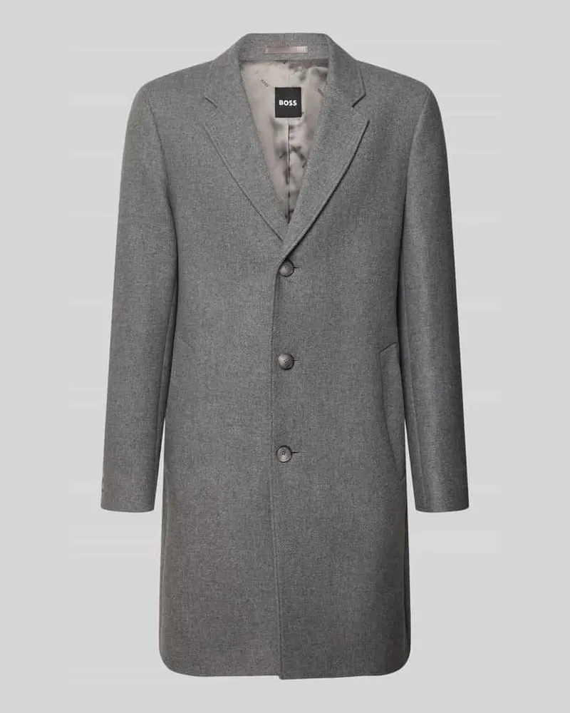 HUGO BOSS Mantel mit einreihiger Knopfleiste Hellgrau