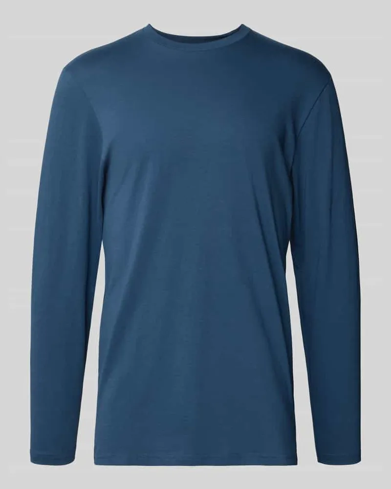 Ragman Longsleeve mit geripptem Rundhalsausschnitt Dunkelblau