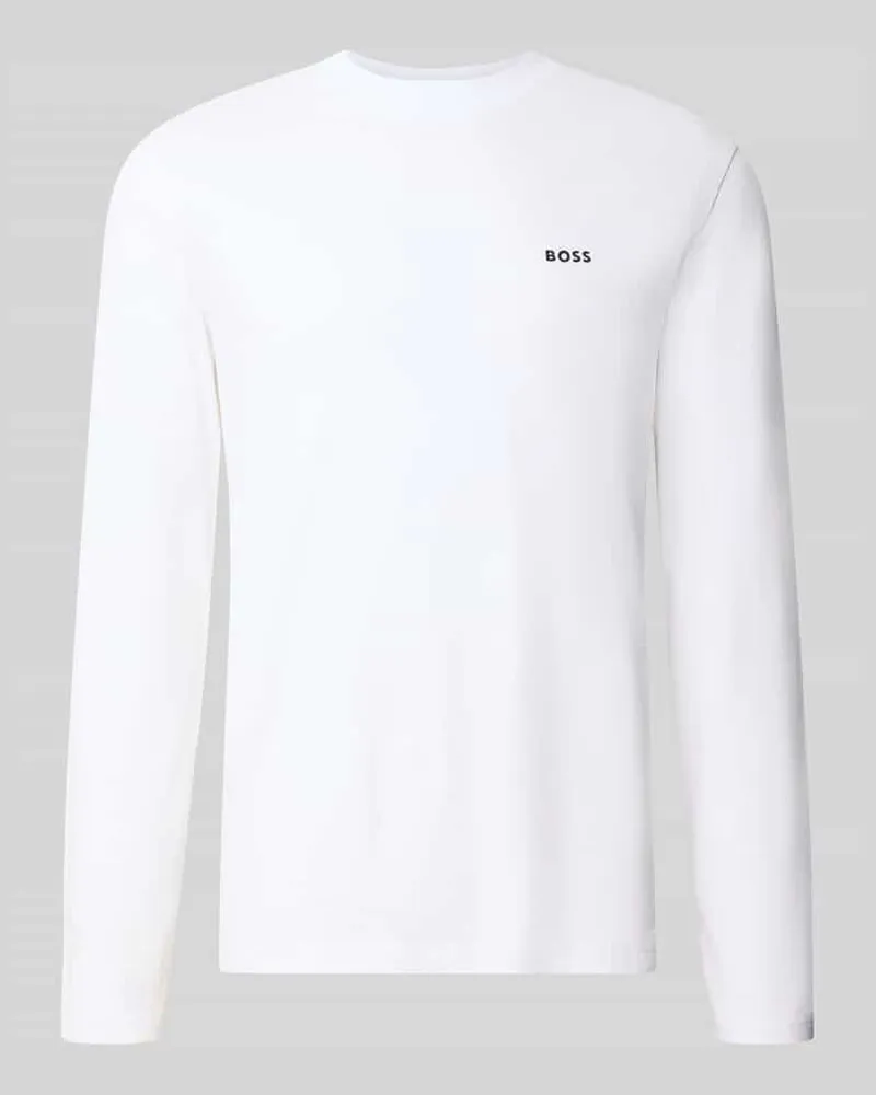 HUGO BOSS Langarmshirt mit Logo-Schriftzug Weiss