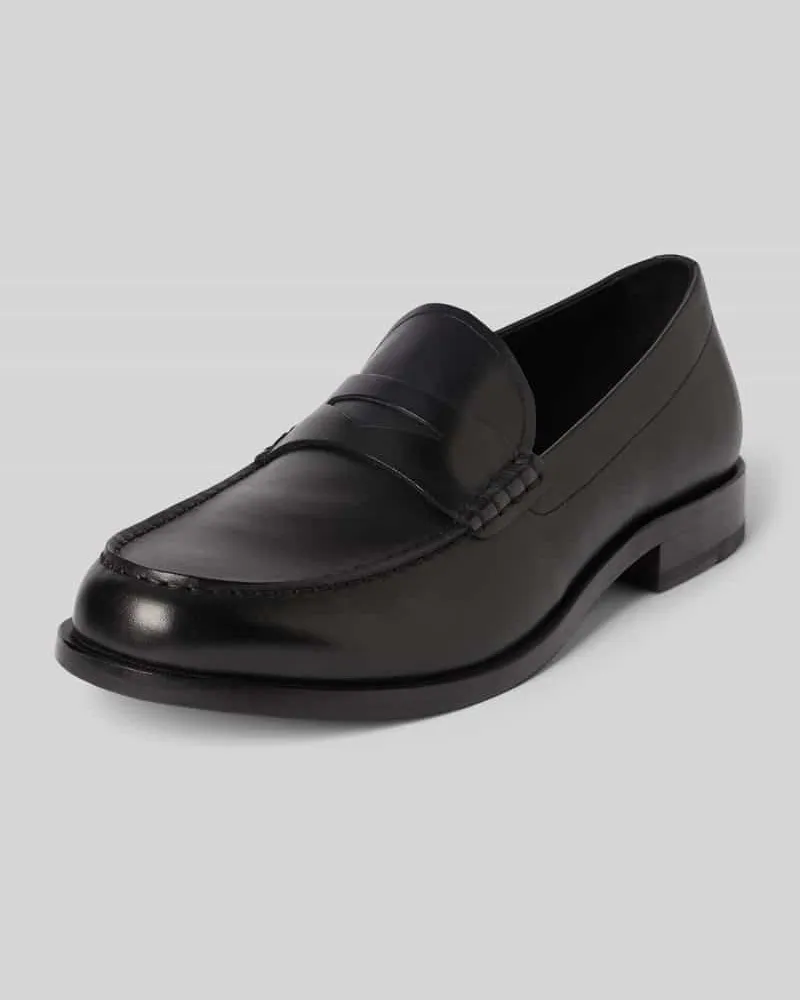 HUGO BOSS Loafer aus Glattleder mit Penny-Loafer-Besatz 