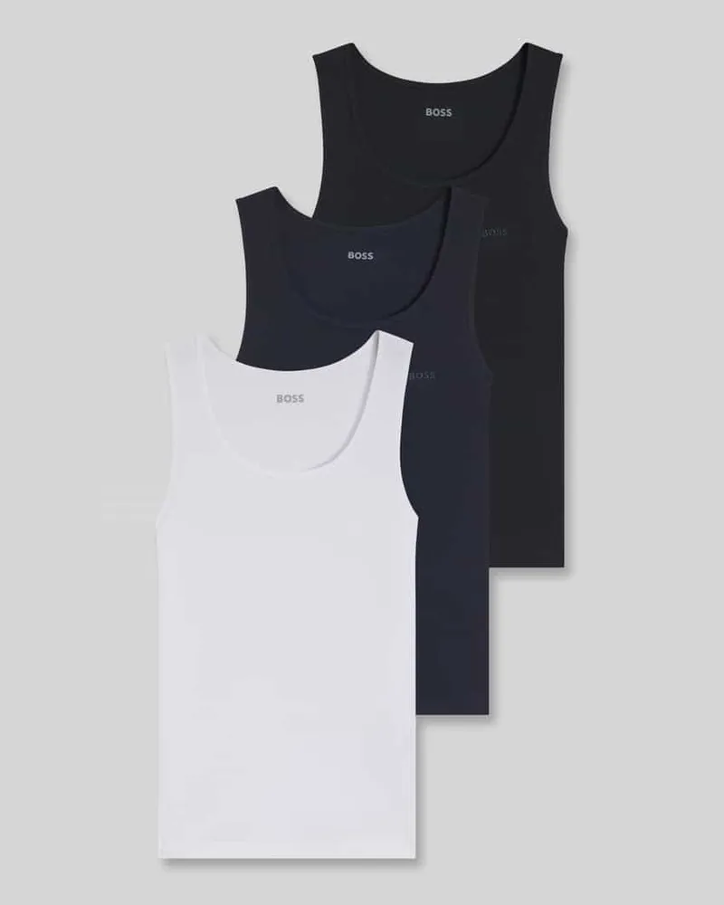 HUGO BOSS Slim Fit Tanktop aus reiner Baumwolle im 3er-Pack Marine