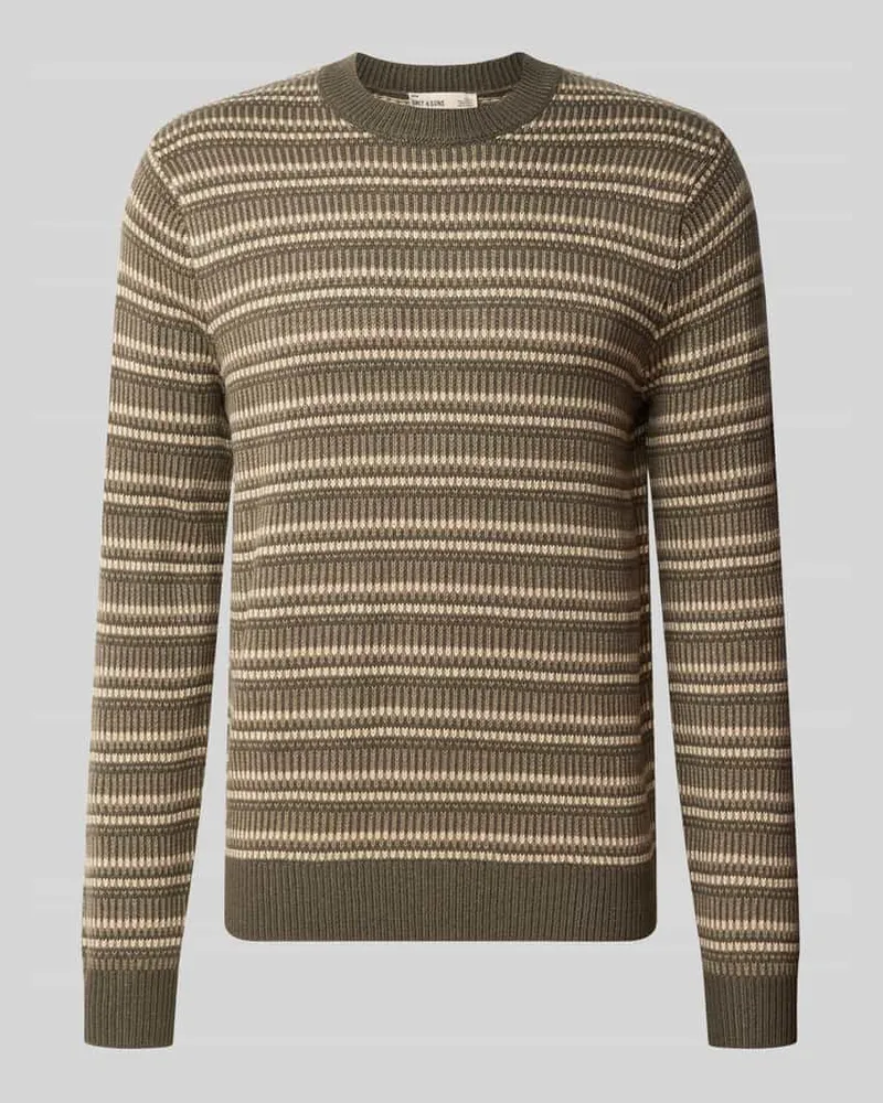Only & Sons Regular Fit Strickpullover aus Baumwoll-Mix Schlamm
