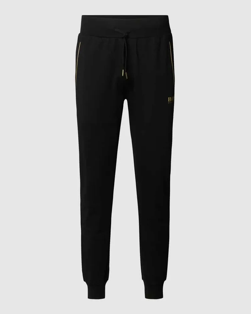 HUGO BOSS Sweathose aus Baumwollmischung mit reflektierendem Logo Modell 'Dox Black
