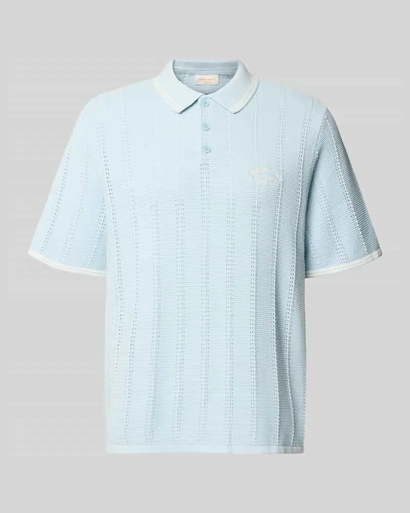 Jack & Jones Regular Fit Poloshirt in Strick-Optik Modell 'Menton Hellblau