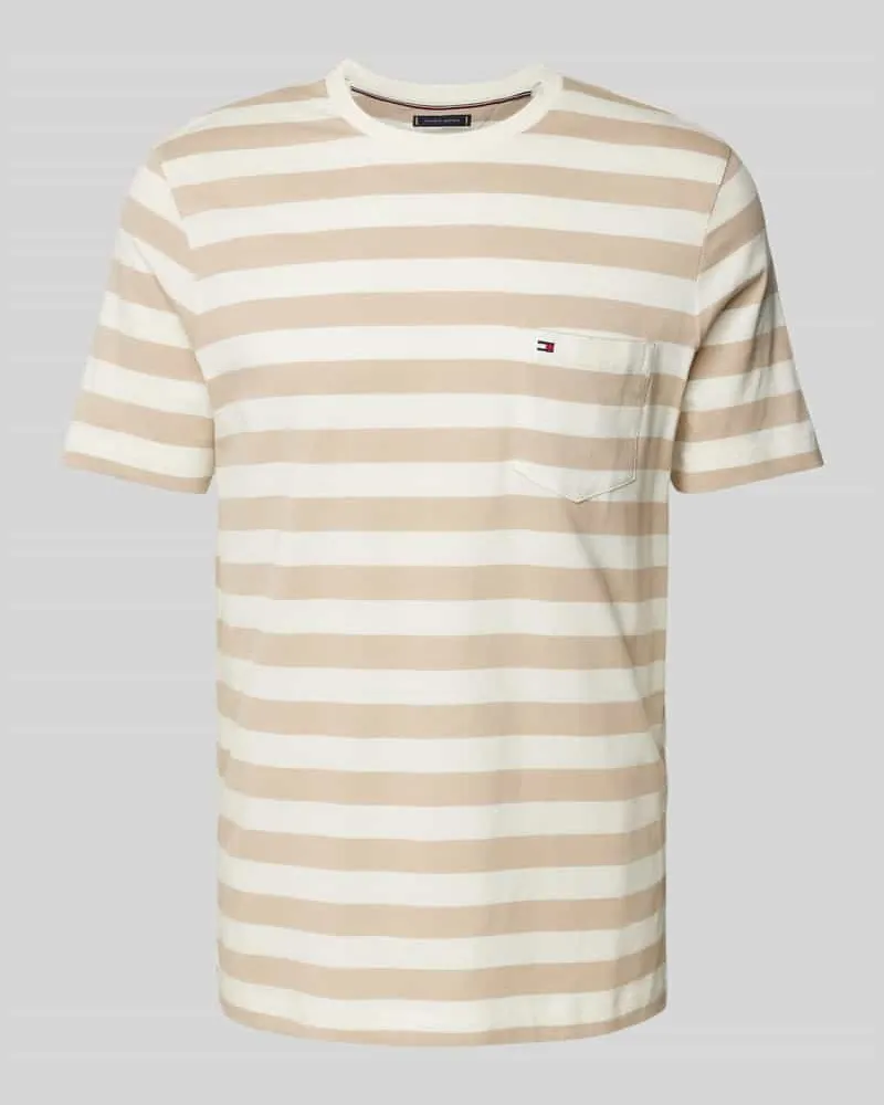 Tommy Hilfiger Slim Fit T-Shirt mit Rundhalsausschnitt Sand