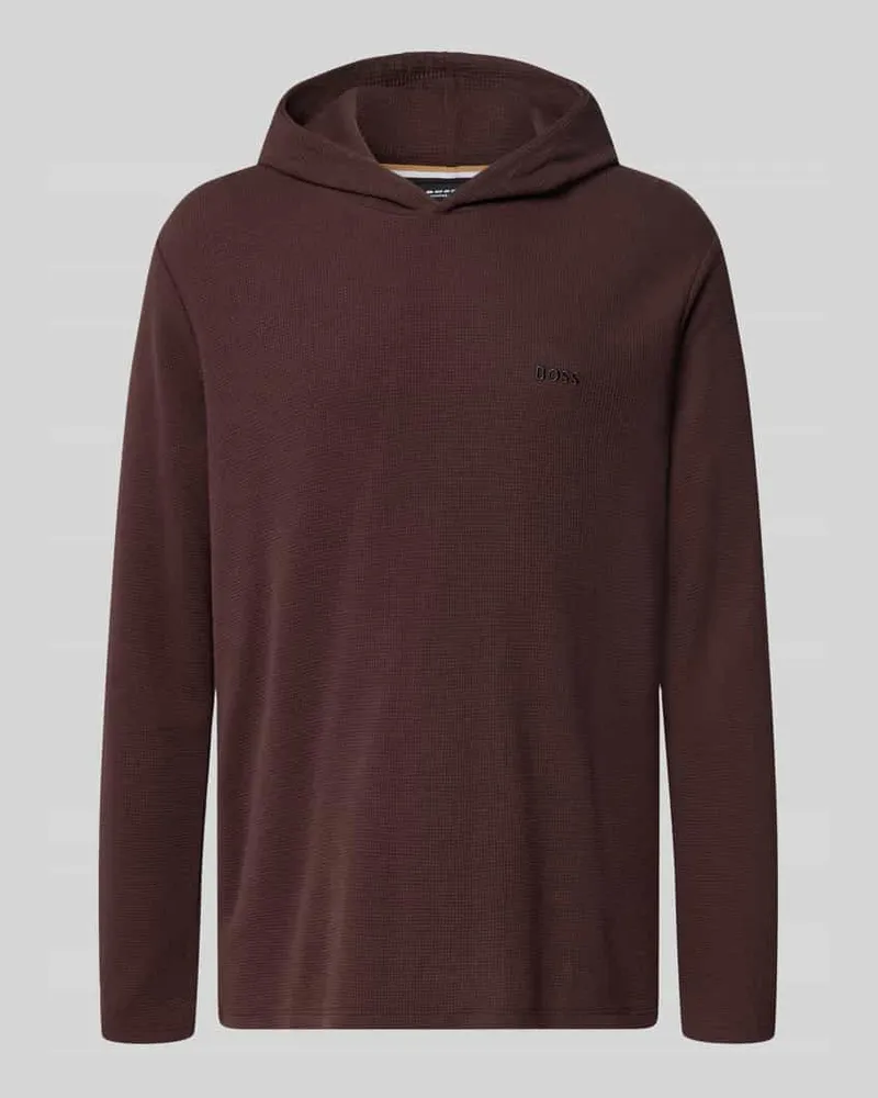 HUGO BOSS Relaxed Fit Sweatshirt aus Baumwoll-Mix Modell 'Waffle LS Dunkelbraun