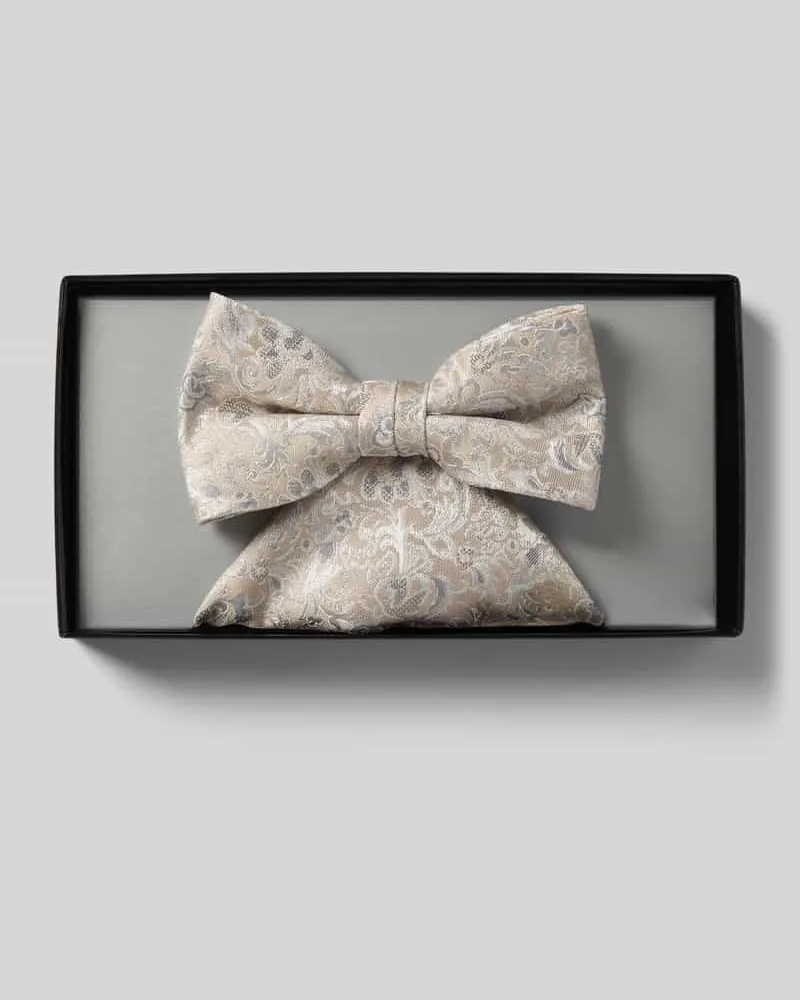 Wilvorst Fliege im Set mit Einstecktuch Beige