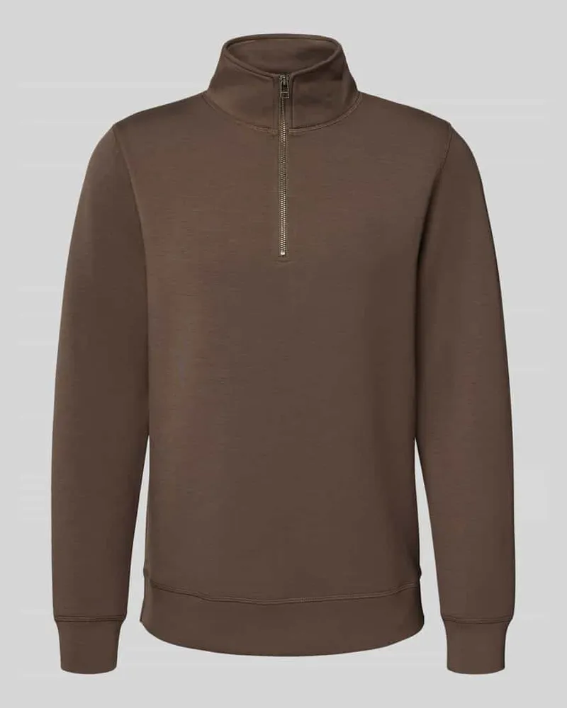 Casual Friday Sweatshirt mit Stehkragen und Reißverschluss Modell 'Sebastian Hellbraun