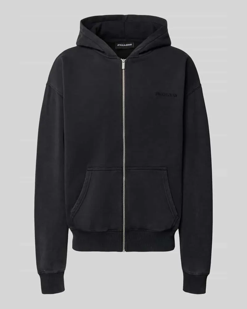 PEGADOR Regular Fit Sweatjacke aus Baumwoll-Mix Black
