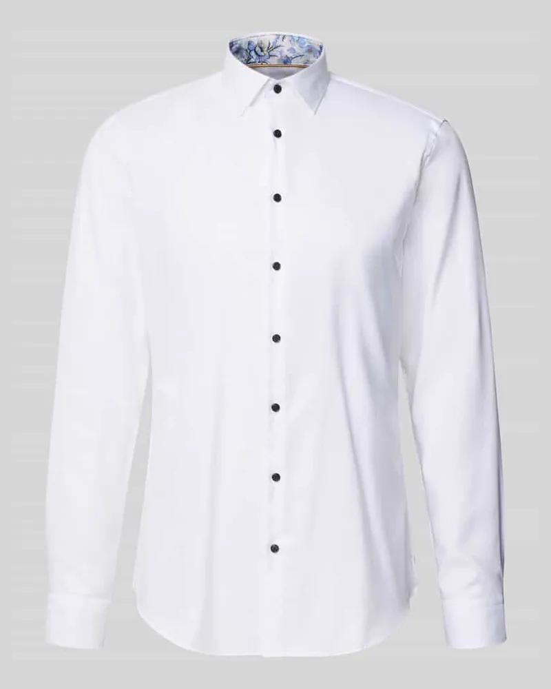 JAKE*S Slim Fit Business Hemd aus Baumwolle mit Kentkragen Weiss