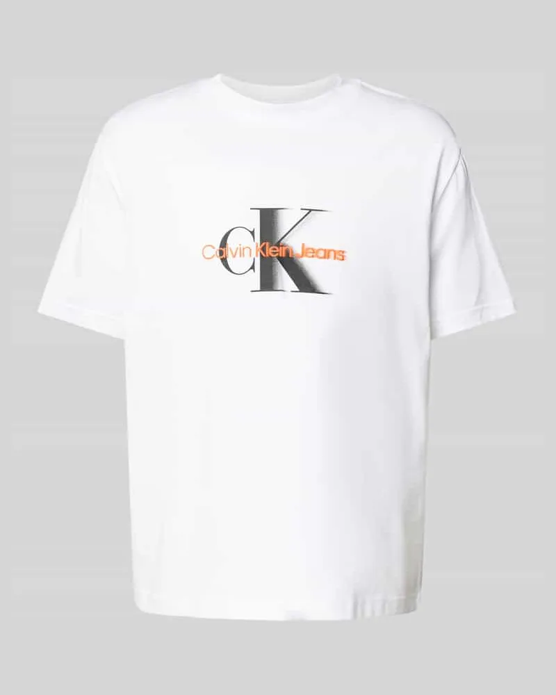 Calvin Klein T-Shirt mit Label-Print und Rundhalsausschnitt Weiss