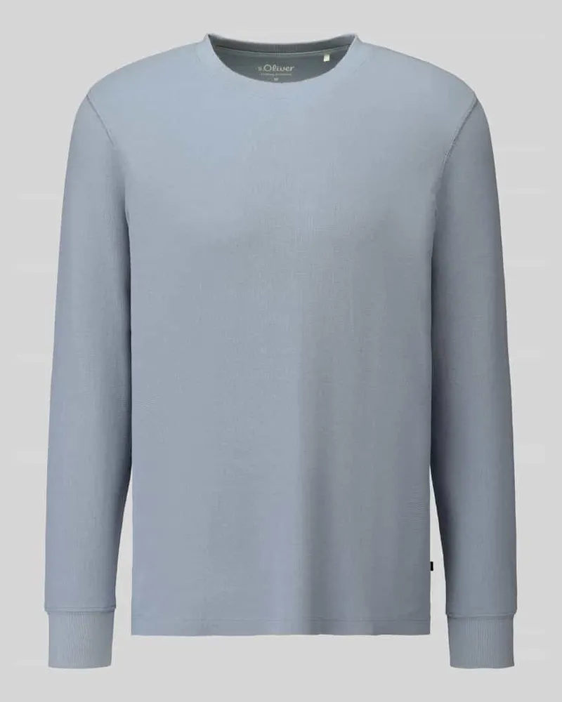 S.Oliver Regular Fit Langarmshirt aus reiner Baumwolle Bleu