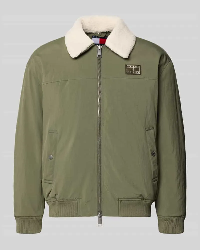 Tommy Hilfiger Regular Fit Bomberjacke mit abnehmbarem Teddy-Kragen Oliv