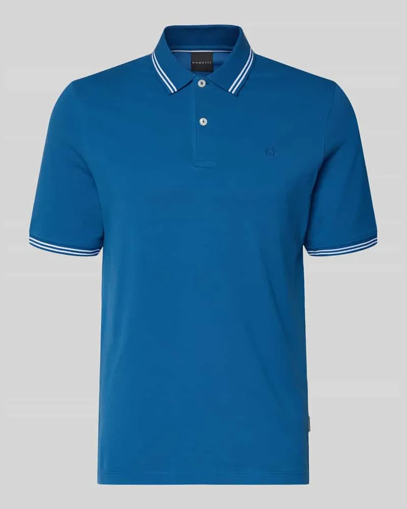 Bugatti Regular Fit Poloshirt mit Logo-Stitching Jeansblau