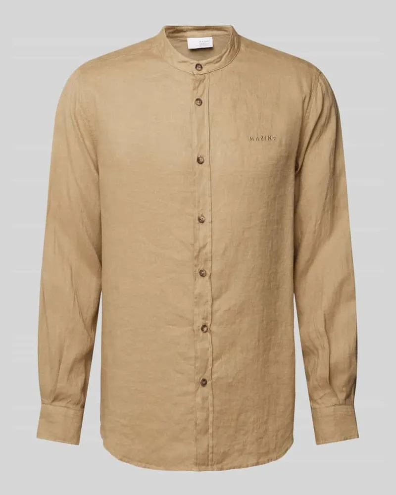 Mazine Slim Fit Leinenhemd mit Locker Loop Modell 'ALTONA Beige