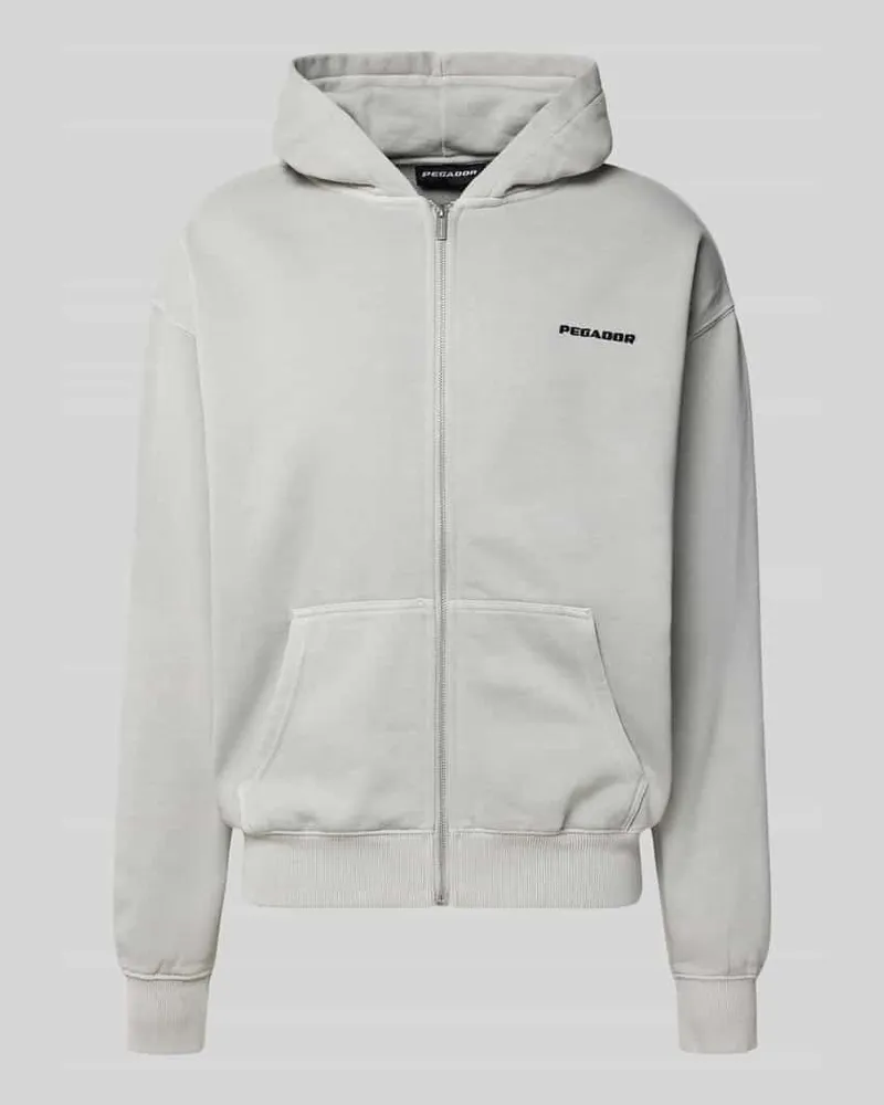 PEGADOR Oversized Sweatjacke mit Kapuze und Logo-Stitching 