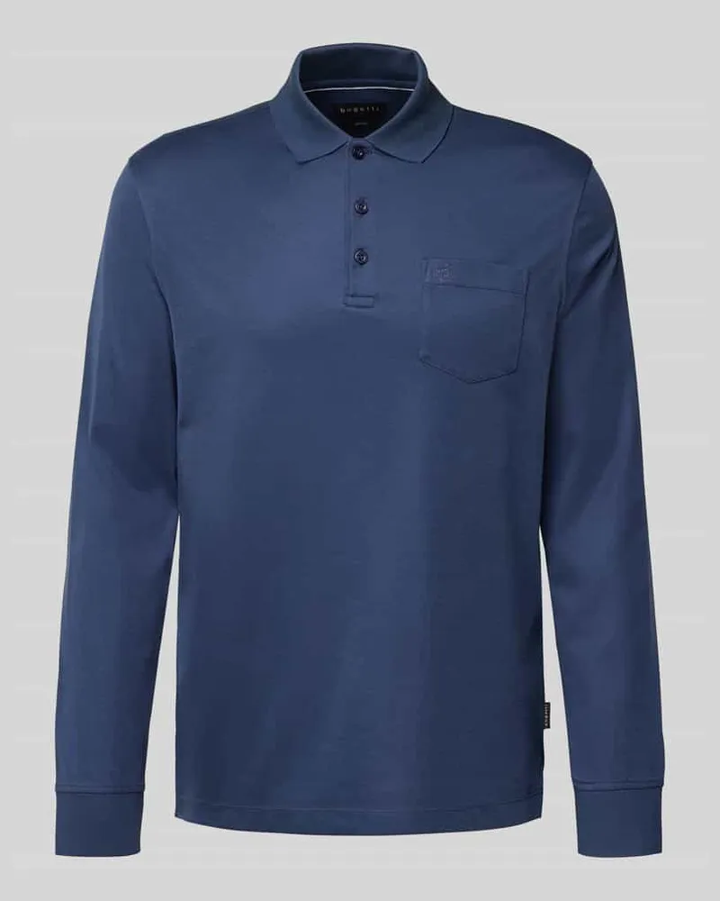 Bugatti Poloshirt mit Label-Stitching Blau