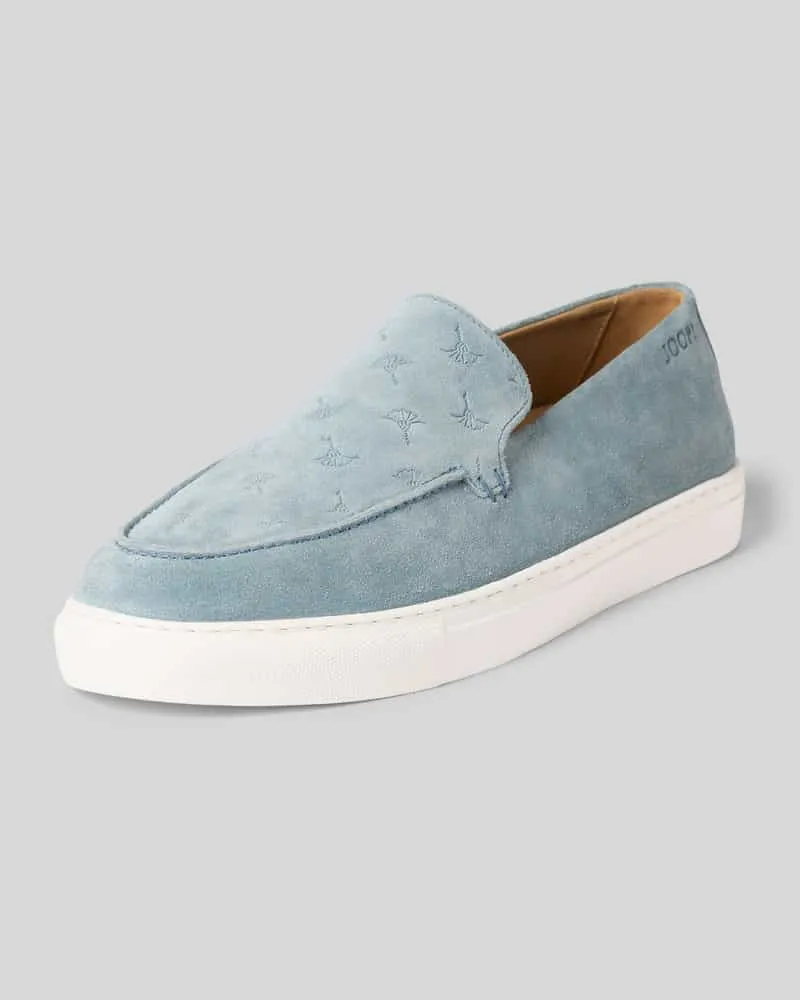 JOOP! Slip-on Sneaker aus Leder mit Logo-Muster Hellblau