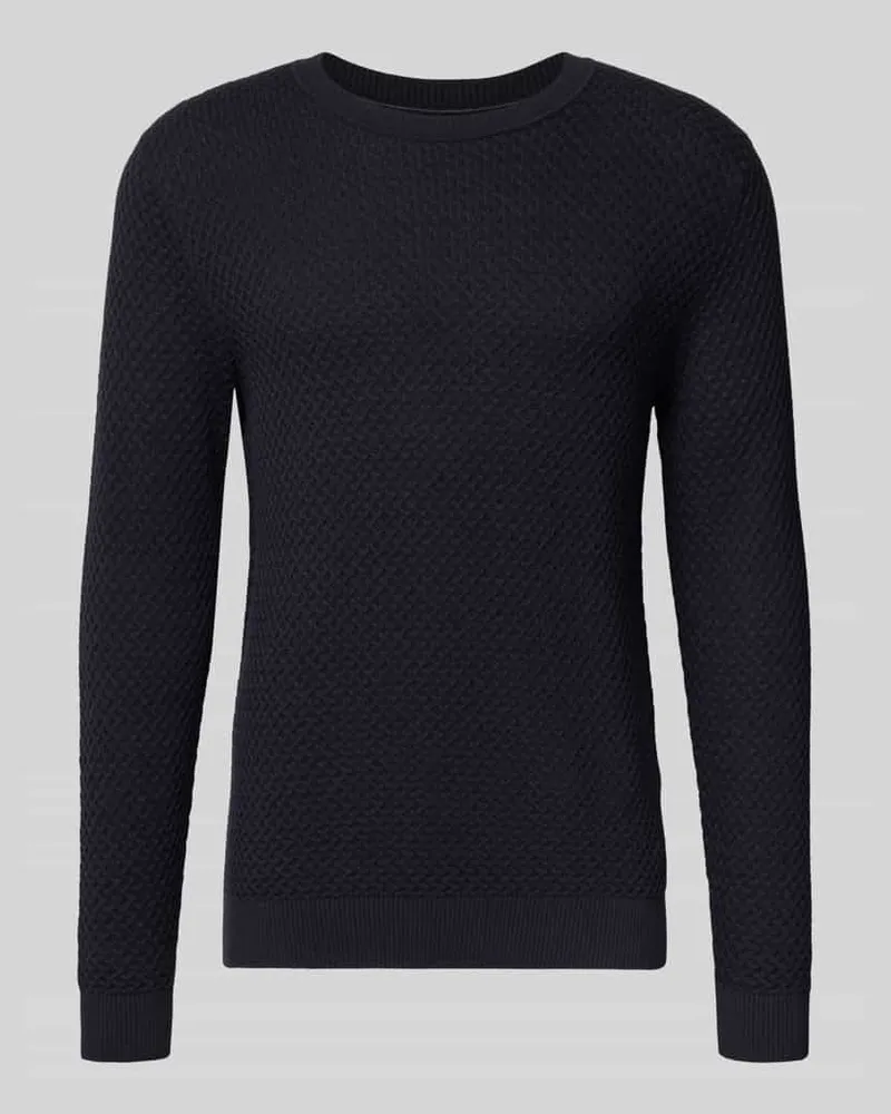 Jack & Jones Strickpullover mit Strukturmuster Modell 'BARKLEY Marine