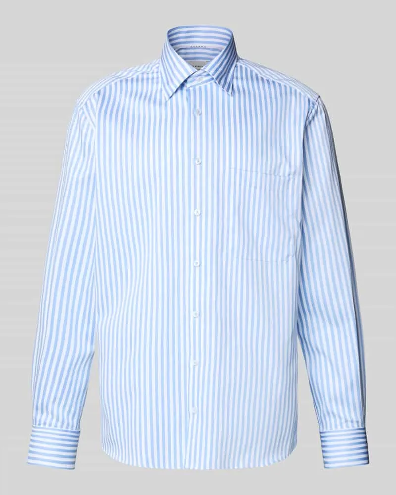 Eterna Regular Fit Freizeithemd aus reiner Baumwolle mit Kentkragen Bleu