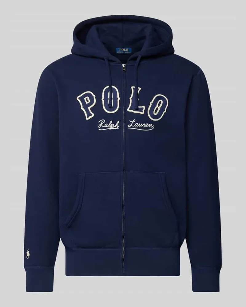 Ralph Lauren Sweatjacke mit Label-Stitching und Känguru-Tasche Marine