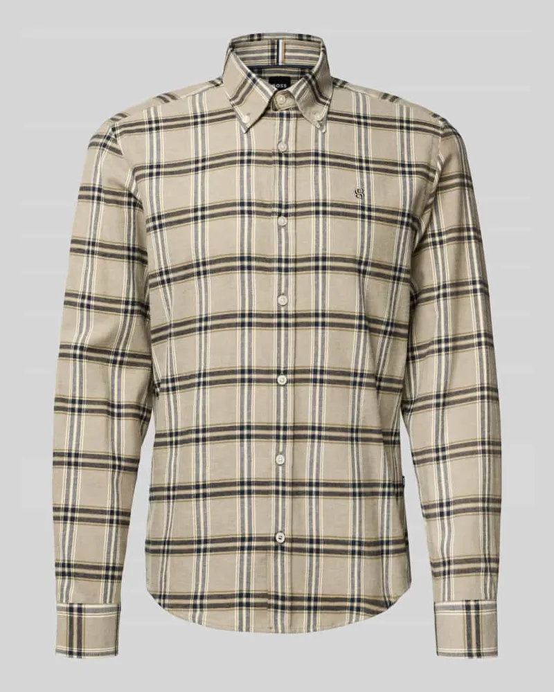 HUGO BOSS Regular Fit Freizeithemd aus reiner Baumwolle Modell 'LIAM Schlamm