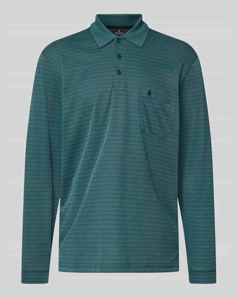 Ragman Regular Fit Poloshirt mit Brusttasche Modell 'Fineliner Petrol