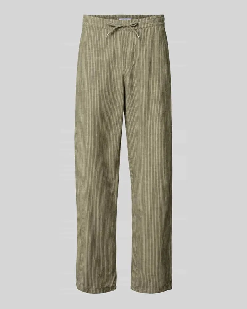 Lindbergh Stoffhose aus Baumwoll-Leinen-Mix Khaki