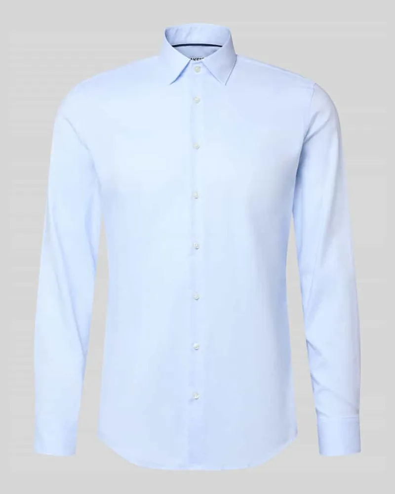 JAKE*S Slim Fit Businesshemd aus reiner Baumwolle Bleu
