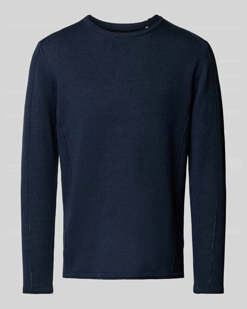 GABBA Regular Fit Strickpullover aus Leinen-Baumwoll-Mix Marine