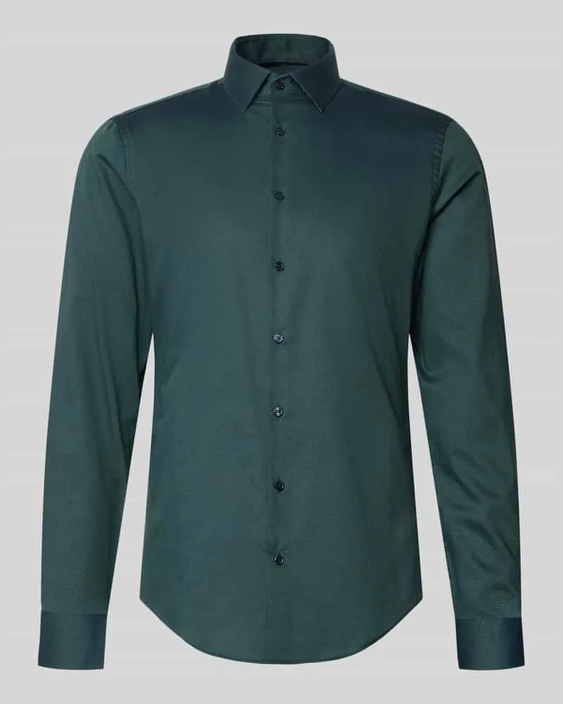 JAKE*S Slim Fit Business Hemd aus Baumwolle mit Kentkragen Schilf