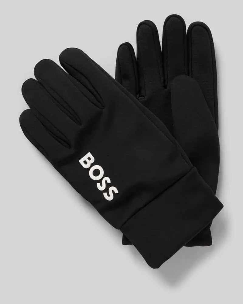 HUGO BOSS Handschuhe mit Label-Schriftzug Modell 'RUNNING Black