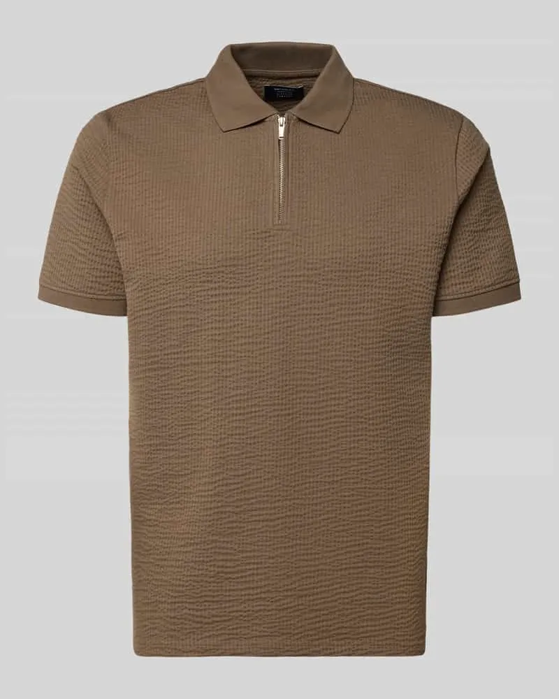 McNeal Regular Fit Poloshirt mit Strukturmuster Mittelbraun
