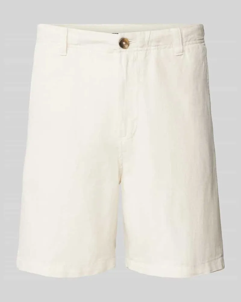 Selected Homme Regular Fit Shorts aus Baumwoll-Leinen-Mix Offwhite