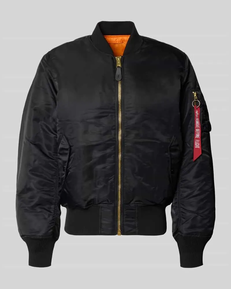 Alpha Industries Regular Fit Bomberjacke mit Stehkragen Modell 'Heritage Black