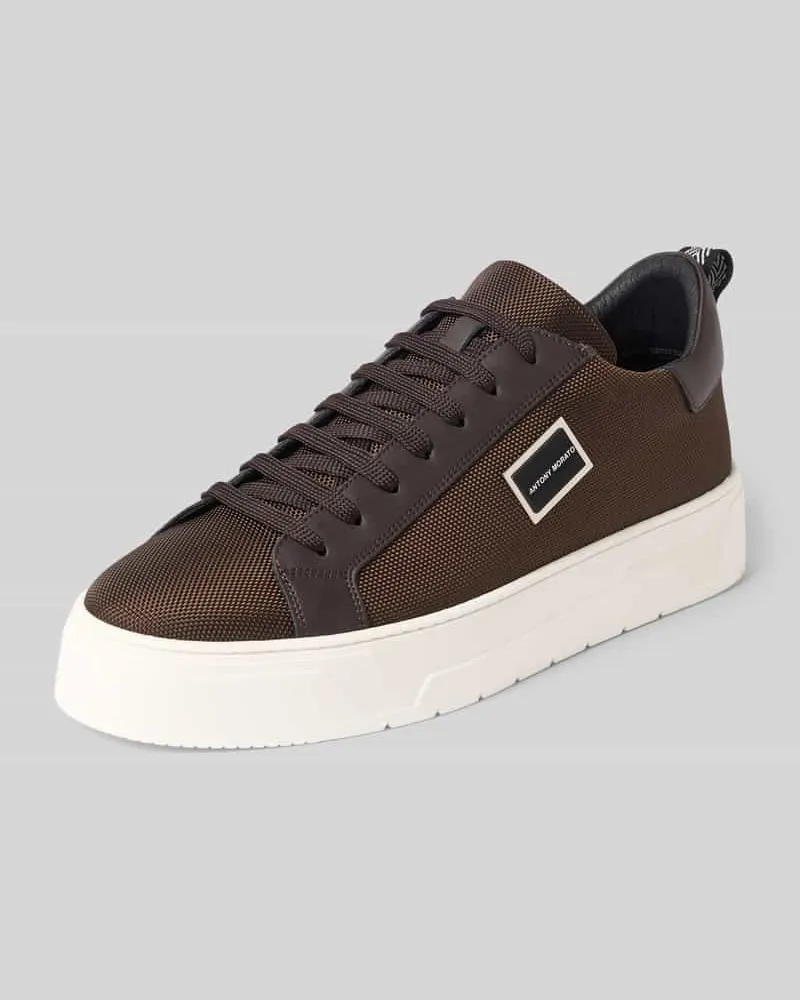 Antony Morato Sneaker aus Leder-Mix mit Logo-Detail Dunkelbraun