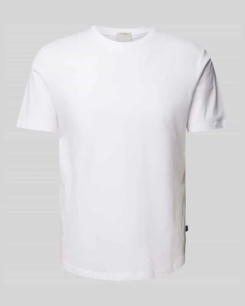 Lindbergh T-Shirt mit geripptem Rundhalsausschnitt 