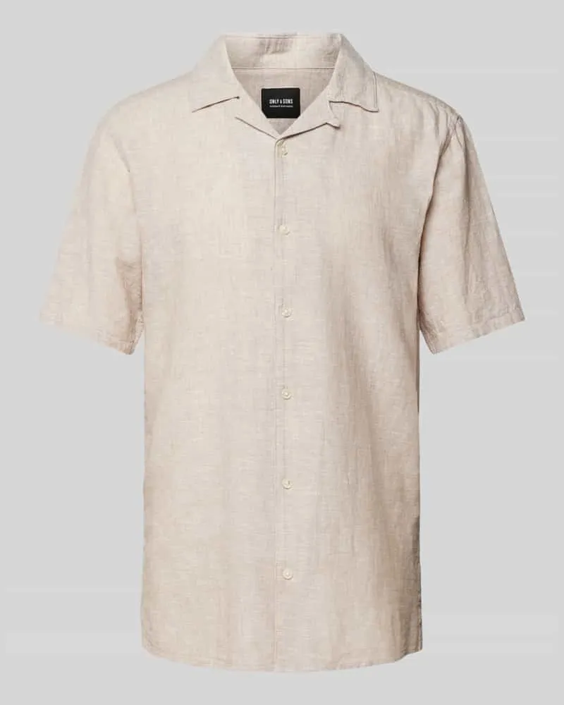 Only & Sons Slim Fit Leinenhemd mit 1/2-Arm Modell 'CAIDEN 