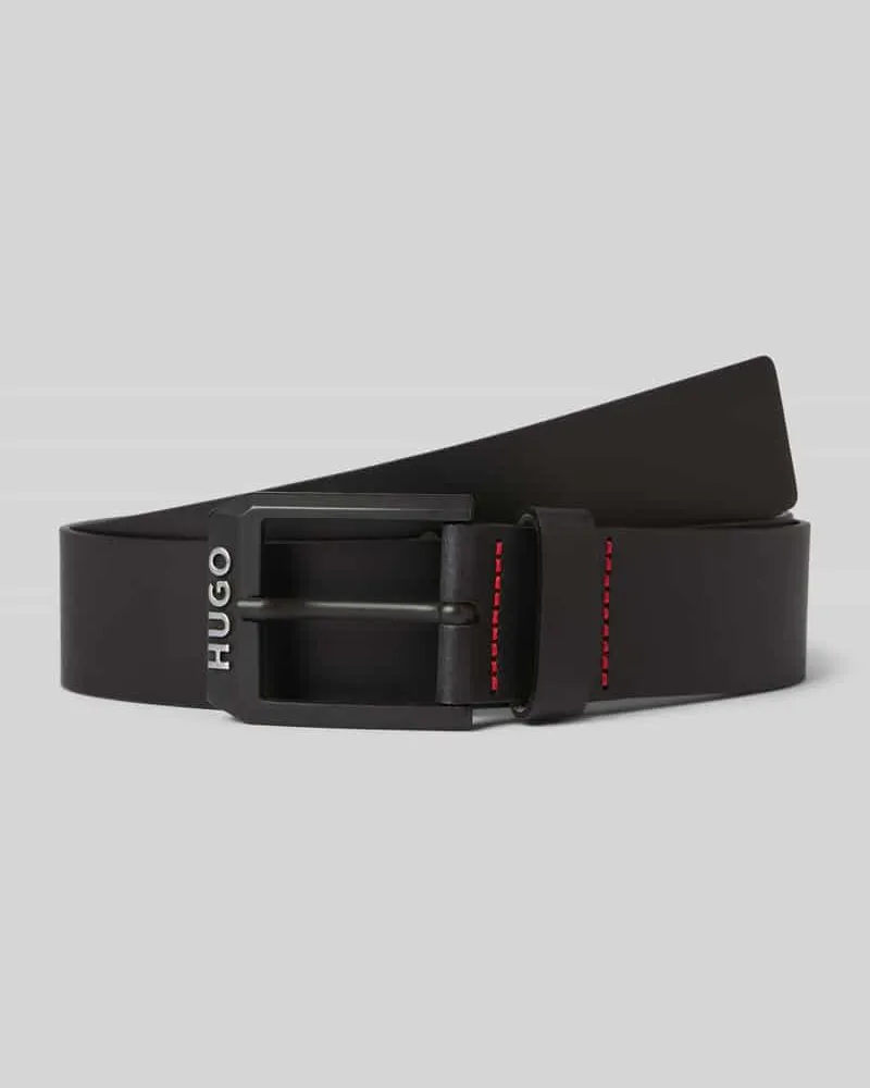HUGO BOSS Ledergürtel mit mattschwarzer Logo-Schließe 