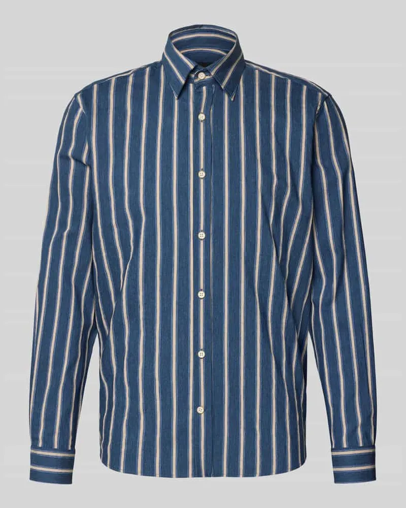 Bugatti Regular Fit Freizeithemd mit Kentkragen Marine