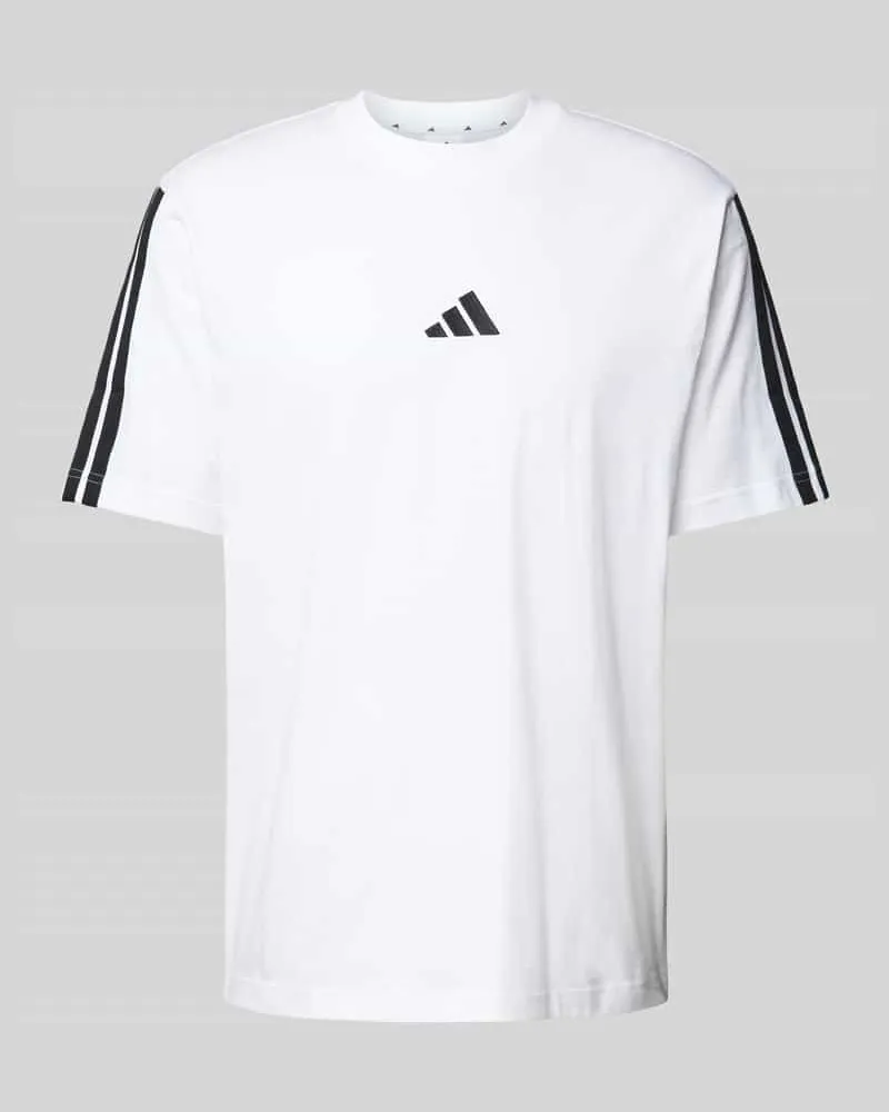 adidas T-Shirt mit Label-Print Weiss