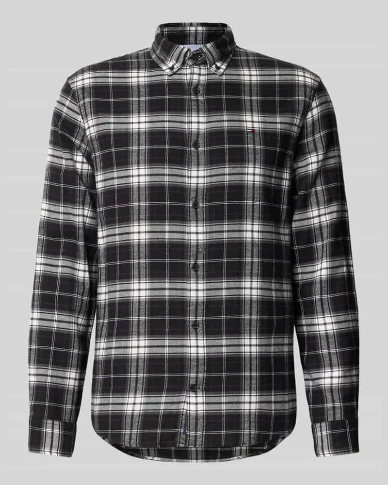 Tommy Hilfiger Regular Fit Flanellhemd aus reiner Baumwolle Black